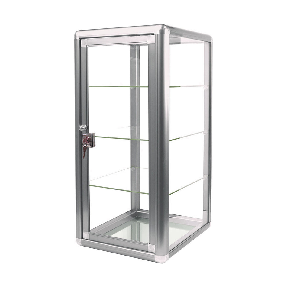 3 SHELVES ALUMINUM DISPLAY CASE WITH LOCK
